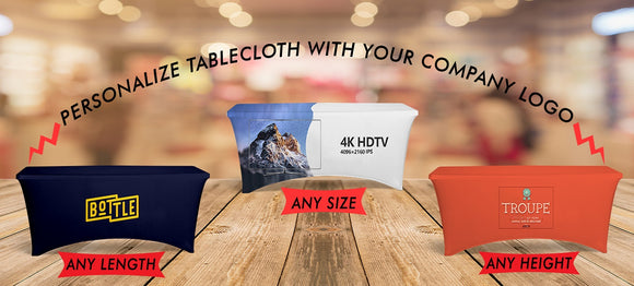 Buy custom table cloth with your company logo to promote businesses.