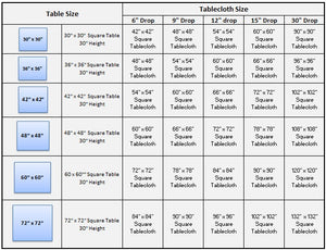 Square Tablecloth Sizing Guide