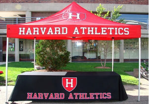 Get factory-direct pricing on fully customized promotional 10x10 pop-up canopy tents. The tent top is made of 220 G commercial-grade polyester, which is flame-retardant, water-proof, and UV-protected. The tent frame is a 40-mm hex tube with a 1.2-mm thickness.