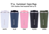 Get wholesale prices on our high-quality UV-printed 17 oz. customized insulated coffee mugs at WoW Imprints. Personalize these coffee mugs with your company logo and design. Made of high-quality 304 stainless steel that is durable, rust-resistant, and very easy to clean. The double-walled insulation keeps your beverages hot or cold for hours. The leak-proof PP+silicon lid seals the mug tightly, which avoids leaks or spills when you travel.