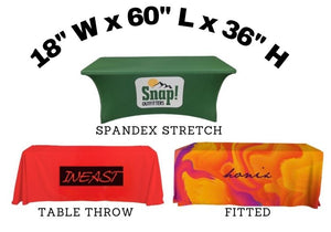 18x60x36 - 5 Foot Logo Tablecloth, Trade Show Tablecloth