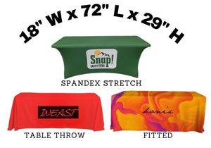 18x72x29 - 6 Ft Custom Tablecloth with Logo for Trade Show