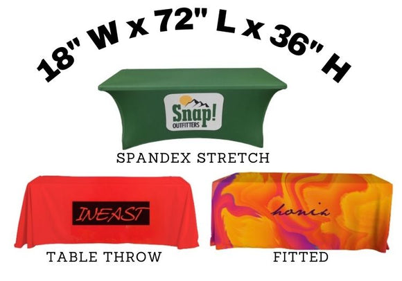 18x72x36 - 6 Foot Logo Tablecloth, Trade Show Tablecloth