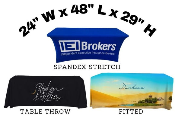 24x48x29 - 4 Ft Custom Tablecloth with Logo for Trade Show