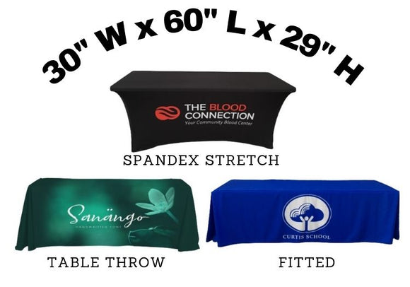 30x60x29 - 5 Ft Custom Tablecloth with Logo for Trade Show
