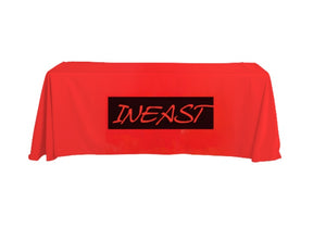 Premium, 5ft custom table throws printed with your company logo in full color (edge to edge) for trade shows at factory direct pricing (lowest price guaranteed). This best selling loose 5' printed table throw has been the most preferred option for trade shows, as it is more adaptable and can be used on multiple sized tables when required.