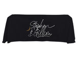 Today's sale on 4ft custom table throw with full color printing. Personalized tablecloths with your company logo are highly recommended for your business branding at promotional events (trade shows, small business expos, schools, conferences, corporate meetings, seminars, product launches and farmers markets).